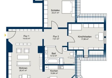 Wohnung Augsburg - 3 Zimmer, 118 m&sup2;, 1.695&euro; | Angebot:25271781