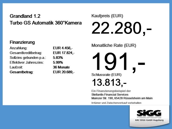Opel Grandland (X) 31.109 km 21.780 &euro; Augsburg 86179