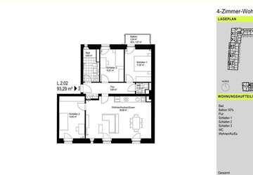 Wohnung Augsburg Oberhausen - 4 Zimmer, 93 m&sup2;, 1.695&euro; | Angebot:27357737